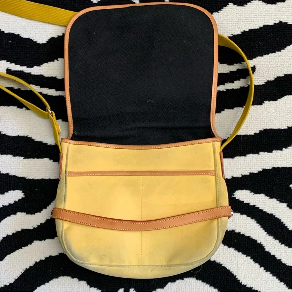 Dooney & Bourke Butter Yellow Canvas Flap Front Shoulder Bag - Picture 5 of 15